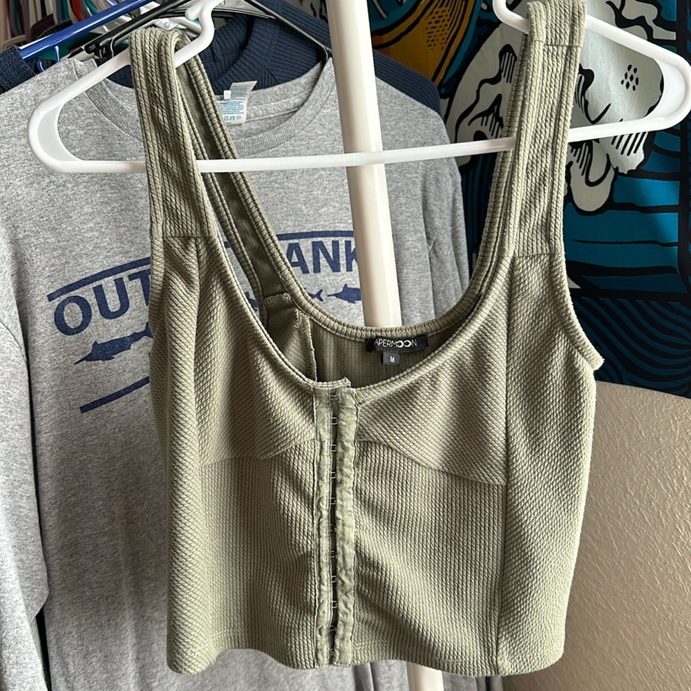 Green corset like tank top
